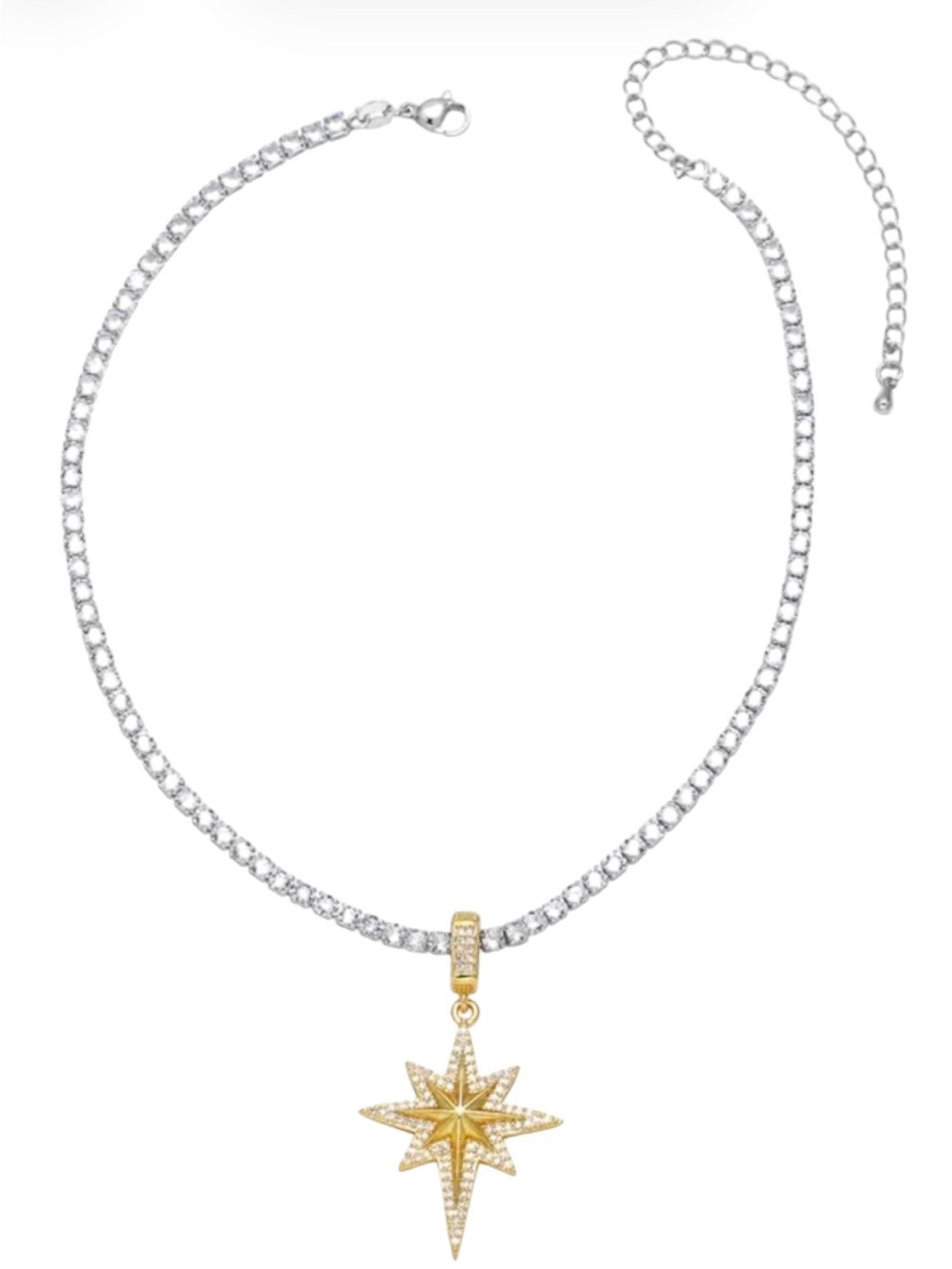 Starburst Pendant Necklace - Two-Tone NWT 18KT Gold Plated - Picture 2 of 2